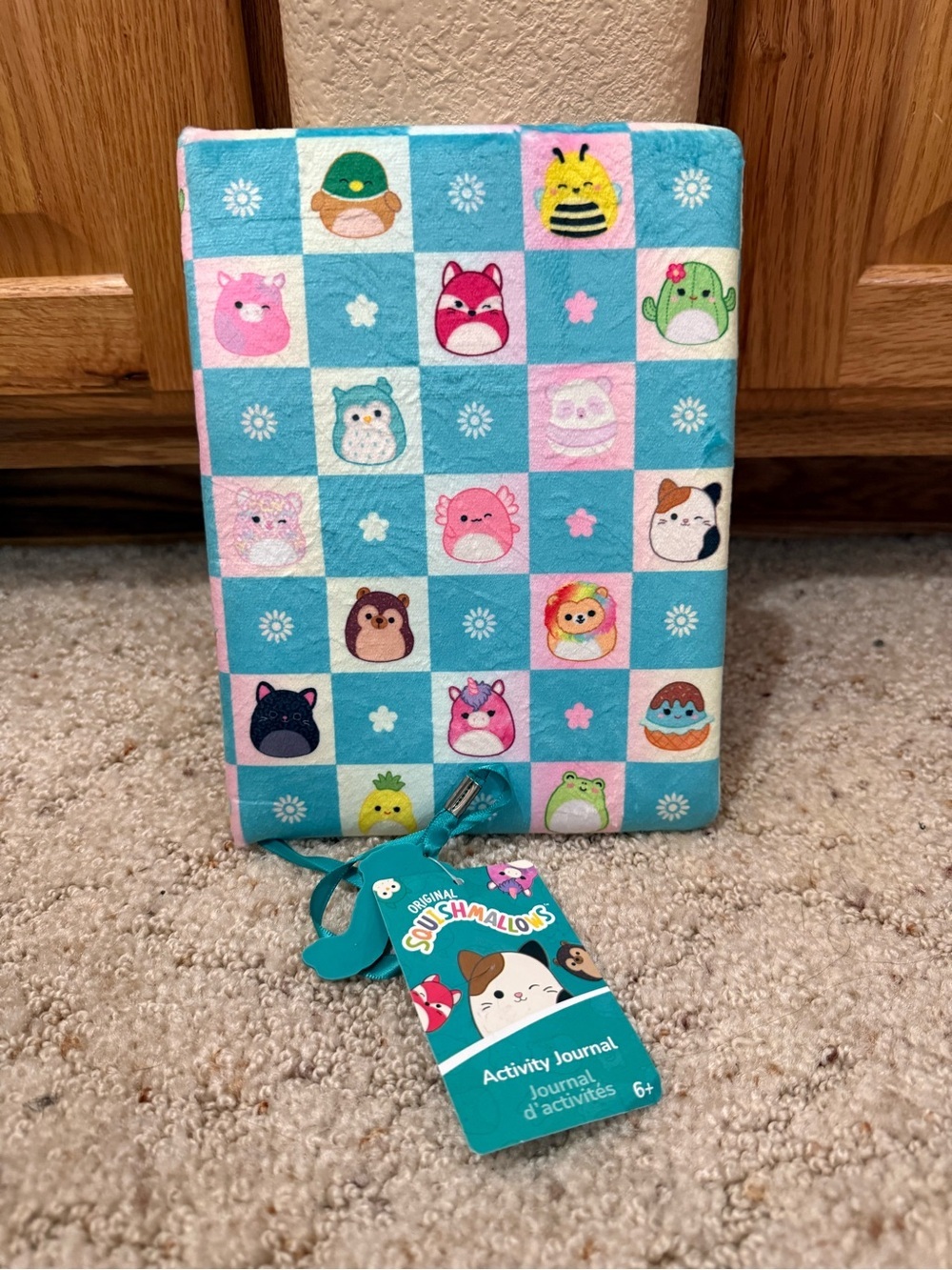 Squishmallows Blue & Pink Checkered Activity Journal NEW